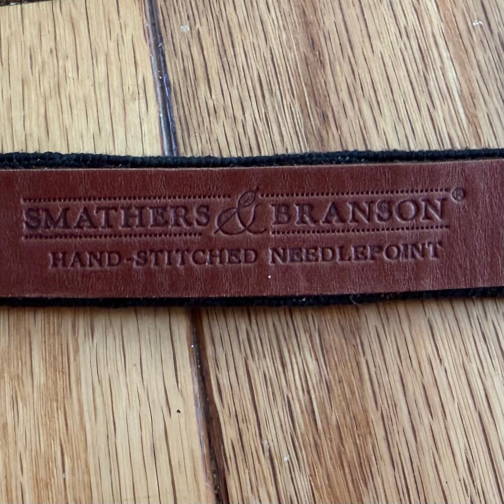 Boys Large Smathers & Branson Needlepoint Skull Crossbones Belt Jolly Roger